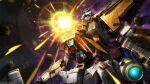  absurdres artist_request asteroid battle beam_cannon beam_rifle chest_cannon company_name copyright_notice energy_beam energy_gun firing glowing green_eyes gundam gundam_battle_operation_2 gundam_walpurgis highres machinery mecha mecha_focus nebula official_art over.on reactive_armor realistic robot science_fiction solo space star_(sky) sunrise sunrise_(company) v-fin weapon 