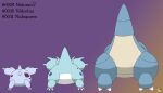 3_toes absurd_res artist_logo blue_body butt english_text feet female female_feral feral generation_1_pokemon gradient_background group hi_res logo lying nidoqueen nidoran nidoran♀ nidorina nintendo on_front pichu90 pokemon pokemon_(species) simple_background tail text thick_tail toes trio