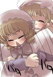  :&lt; =_= ^_^ annoyed blonde_hair blush bow chestnut_mouth closed_eyes closed_mouth drill_hair flapping gaoo_(frpjx283) hat hug hug_from_behind luna_child maribel_hearn multiple_girls open_mouth outstretched_arms spread_arms struggling touhou twin_drills twintails upper_body v-shaped_eyebrows 