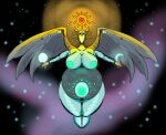 angel deity divinity dream eyes female glowing glowing_markings hi_res humanoid markings moon pregnant sky solo star sun vwpologt wings