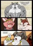 2017 angry anthro arena big_breasts big_muscles breasts canid canine canis cesar_(xxsparcoxx) clothing comic digital_media_(artwork) female fennec_fox fox fur gladiator grey_body grey_fur group headgear headwear hi_res huge_breasts huge_muscles kraso_(xxsparcoxx) male mammal multicolored_body multicolored_fur multiple_scenes muscular muscular_anthro muscular_male open_mouth overweight overweight_anthro overweight_female red_body red_fur sofia_(xxsparcoxx) spanish_text speech_bubble teeth teofacio_larna text true_fox two_tone_body two_tone_fur vein warrior whiskers white_body white_fur wolf xxsparcoxx