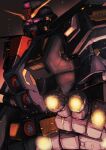  aiming aiming_at_viewer armor black_armor embers finger_beam finger_cannon glowing gundam highres looking_at_viewer mecha mecha_focus mobile_suit nori_(arara105) outstretched_hand powering_up psyco_gundam red_eyes robot solo upper_body v-fin zeta_gundam 