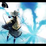  amagaya_(rat-tat-tat) bad_id bad_pixiv_id from_behind grey_hair hat hat_removed headwear_removed komeiji_koishi long_hair silver_hair skirt solo third_eye touhou water 