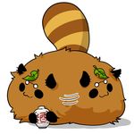  :3 animal_ears animalization bottle brown_hair chibi futatsuiwa_mamizou futatsuiwa_mamizou_(tanuki) glasses leaf leaf_on_head sake_bottle seki_(red_shine) solo tail tanuki touhou 