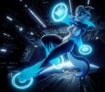 3d_(artwork) alien alilkira android annoad anthro big_breasts biyemorph blue_body blue_eyes blue_scales breasts cybernetics cyborg digital_media_(artwork) featureless_breasts female glowing glowing_eyes hi_res hologram machine non-mammal_breasts planet reptile robot scales scalie solo space tail warfare_alilkira