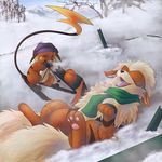  arcanine canine duo mammal nintendo paws pok&#233;mon pok&eacute;mon raichu ski snow spacesmilodon spacesmilodon(artist) video_games winter 