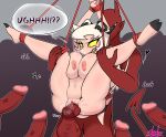 absurd_res anthro balls big_breasts big_penis blonde_hair blush bodily_fluids breasts claws crossgender demon disembodied_penis erection faceless_character faceless_male fangs female female_penetrated genital_fluids genitals group group_sex hair helluva_boss hi_res horn imp male male/female male_penetrating male_penetrating_female mtf_crossgender nipples nude open_mouth penetration penile penile_penetration penis penis_in_pussy pussy red_body rope sex shokyshoky5 speech_bubble striker_(helluva_boss) suspension sweat tail teeth thick_thighs vaginal vaginal_fluids vaginal_penetration vein veiny_penis white_hair yellow_eyes
