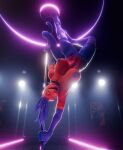 3d_(artwork) abs annoad anthro armwear belly_tattoo big_breasts blue_eyes boots breasts cayenne_(kasdaq) claws clothing collar dancing digital_media_(artwork) elbow_gloves female fingerless_gloves footwear gloves glowing glowing_eyes hair handwear hi_res high_heeled_boots high_heels legwear lizard long_tail looking_at_viewer mostly_nude mostly_nude_anthro mostly_nude_female neon_lights nipple_piercing nipples non-mammal_breasts non-mammal_nipples open_mouth piercing pinup pole pole_dancing pose purple_body purple_boots purple_clothing purple_footwear purple_gloves purple_hair purple_handwear purple_nipples purple_scales red_body red_scales reptile scales scalie sharp_teeth shoes solo spiked_collar spikes spotlight stripper_pole tail tattoo teeth thigh_boots thigh_highs upside_down