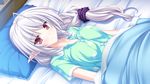  bed elf game_cg gray_hair maikaze_no_melt pajamas red_eyes suzu_(suzukaze_no_melt) tenmaso whirlpool 