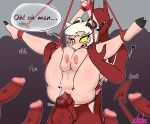 absurd_res anal anal_penetration anthro anus balls big_breasts big_penis blonde_hair blush bodily_fluids breasts claws crossgender demon disembodied_penis double_penetration erection faceless_character faceless_male fangs female female_penetrated genital_fluids genitals group group_sex hair helluva_boss hi_res horn imp male male/female male_penetrating male_penetrating_female mtf_crossgender nipples nude open_mouth penetration penile penile_penetration penis penis_in_ass penis_in_pussy pussy red_body rope sex shokyshoky5 speech_bubble striker_(helluva_boss) suspension sweat tail teeth thick_thighs vaginal vaginal_fluids vaginal_penetration vein veiny_penis white_hair yellow_eyes