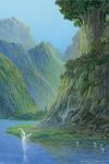  ebine_toshio fairy landscape mountain original scenery tree valley water 