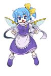 aoi_tobira blue_eyes blue_hair breasts cape cirno daiyousei fairy_wings fangs full_body fusion highres letty_whiterock ribbon side_ponytail small_breasts solo touhou transparent_background wings 