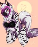  &hearts; amythezebra anthro big_breasts blush bra breasts equine female kneeling long_tail mammal pink_fringe solo stripes tail tartii underwear zebra 