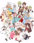  absurdres animal cat collar collared dark demon dog food fruit guanfive heart highres holding hood low maid non-web_source one pleated sailor sample_watermark school shoulder strawberry twin very watermark 