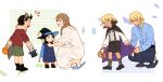  2girls 3boys :d :o ace_attorney adjusting_another&#039;s_clothes age_difference aged_down animal_ears apollo_justice apollo_justice:_ace_attorney ascot belt black_hair black_shorts blonde_hair blue_cape blue_dress blue_eyes blue_shirt blue_slippers boots brother_and_sister brothers brown_eyes brown_hair cape coat collared_cape collared_shirt denim dress dress_shirt drill_hair excited fake_animal_ears fake_tail family fur-trimmed_jacket fur_collar fur_trim glasses green_shorts grey_socks group_picture hair_between_eyes hair_over_shoulder halloween_bucket halloween_costume hat hi-fi_(fijazzy) highres jacket jeans klavier_gavin kristoph_gavin lamiroir_(ace_attorney) loafers long_hair long_sleeves mother_and_daughter mother_and_son multiple_boys multiple_girls orange_socks pants patterned_background pumpkin purple_cape red_coat shirt shoes shorts siblings side_drill simple_background slippers smile socks squatting surprised suspenders tail trucy_wright vampire_costume walking white_dress white_shirt white_socks witch_hat 
