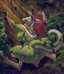 absurd_res anthro argonian bethesda_game_studios big_breasts big_butt bottomwear breasts butt climbing_tree clothing digital_media_(artwork) female hi_res huge_breasts huge_butt lifts-her-tail loincloth long_tongue looking_at_viewer looking_back looking_back_at_viewer microsoft mikeblade plant raised_tail rear_view scalie skyrim solo tail tattoo the_elder_scrolls the_lusty_argonian_maid tongue tongue_out tree tribal tribal_tattoo xbox_game_studios