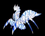  arthropod_limbs arthropod_tail artist_name bairizuomeng black_background blue_eyes blue_skin carapace colored_sclera colored_skin crawling creature creature_focus extra_arms full_body highres horns mandibles multicolored_eyes no_humans original porcelain praying_mantis simple_background solo spots white_skin yellow_eyes yellow_sclera 