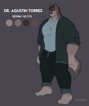 2022 absurd_res anthro barazoku barefoot blue_clothing blue_shirt blue_topwear bottomwear brown_body brown_fur brown_hair brown_nose brown_tail_tip canid canine canis clothed clothed_anthro clothed_male clothing color_swatch countershading digital_drawing_(artwork) digital_media_(artwork) dipstick_tail domestic_dog dr._agustin_torres feet flat_colors full-length_portrait fully_clothed fully_clothed_anthro fully_clothed_male fur green_bottomwear green_clothing green_eyes green_jacket green_pants green_topwear grey_background hair hi_res jacket jewelry male male_anthro mammal markings melaisen model_sheet multicolored_body multicolored_fur necklace pants portrait shirt simple_background smile solo standing tail tail_markings tan_body tan_countershading tan_feet tan_fur tan_hands topwear two_tone_body two_tone_fur
