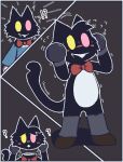 aliasing alternate_version_at_source ambiguous_gender anthro blush bow_tie deltarune detachable detachable_head digital_media_(artwork) felid feline heterochromia mammal motion_lines oagoner pluey_(deltarune) red_bow_tie solo transformation transformation_sequence undertale_(series)
