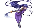  1girl akiyama_rinko aoi_nagisa_(artist) black_lilith female game_cg girl long_hair ninja simple_background solo sword taimanin_yukikaze wallpaper weapon 