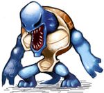  bad_pixiv_id gen_1_pokemon lowres no_humans open_mouth parody pokemon pokemon_(creature) sharp_teeth sido_(slipknot) simple_background squirtle standing teeth white_background 