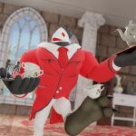 anthro avian avian_feet balancing_object barefoot claws clothing dbzdr deltarune feet foot_focus holding_with_foot male plantigrade soles solo suit swatchling toe_claws undertale_(series)