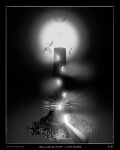 2025 absurd_res ball_of_light black_background border comic destruction glowing greyscale hi_res imminent_explosion lighthouse monochrome night pier railing rock sharkinthepark simple_background zero_pictured
