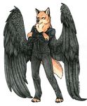 canine clothing crossed_arms male mammal miles_blackwolf pants solo toradoshi wings wolf 