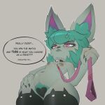 animal_ears animal_nose annoyed areola blush blush_lines camel_toe collar colored_nails dialogue eyelashes female front_view fur green_hair green_nails green_pubes grey_areola grey_body grey_fur grey_nipples hair hand_on_hip hi_res humanoid inner_ear_fluff league_of_legends leash leashed_collar low-angle_view maebari mostly_nude nails navel nipple_piercing nipples piercing pink_eyes pube_peek pubes ravencat riot_games sharp_nails snaggle_tooth solo speech_bubble tencent text thick_thighs thigh_highs_only tuft vex_(lol) wide_hips yordle