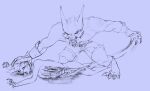 absurd_res anthro blood bodily_fluids bone breast_mutilation canid canine canis claws death digital_media_(artwork) disembowelment dissection duo exposed_bone exposed_breast_tissue exposed_muscle exposed_organs fox fur gore gore_focus guts hi_res intestines kabarga killing male male/male mammal monochrome mutilation open_mouth organ_removal organs rib_cage simple_background sketch smile tail teeth vivisection wolf