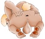 5_fingers 5_toes anthro anus backsack balls big_butt butt canid canine digital_media_(artwork) feet fingers genitals hair hi_res looking_at_viewer male mammal nude pawpads presenting presenting_hindquarters simple_background sketch slightly_chubby smile soilbash solo tabby_(soilbash) tail toes tongue tongue_out