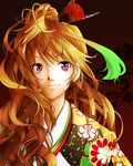  akami_fumio alternate_hairstyle bad_id bad_pixiv_id blonde_hair floral_print gradient_hair green_hair highres japanese_clothes kimono long_hair milla_maxwell multicolored_hair purple_eyes solo tales_of_(series) tales_of_xillia upper_body 