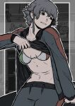  abs absurdres bikini bikini_top_only breasts cleavage flag_print girls_und_panzer highres italian_flag italian_flag_print pepperoni_(girls_und_panzer) satriale&#039;s small_breasts swimsuit the_sopranos track_suit 