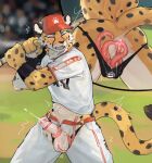 anal anal_penetration anthro baseball_bat baseball_cap baseball_uniform bat_(object) black_spots blush bodily_fluids bulge cheetah clothed clothed_male clothing cum cum_in_ass cum_inside cumshot detailed_bulge dr.kiyo ejaculation eyes_closed felid feline fur genital_fluids genital_outline hat headgear headwear hi_res kemono male male_penetrated mammal markings penetration sex solo sportswear spots spotted_body spotted_fur spotted_markings spotted_tail tail tail_markings tentacle_in_ass tentacle_penetration tentacle_sex tentaclejob tentacles underwear uniform yellow_body yellow_fur