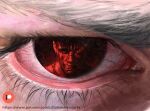  2boys artist_name berserk close-up commentary english_commentary eyelashes griffith_(berserk) grin guts_(berserk) high_detail italomateusart multiple_boys one-eyed one_eye_closed patreon_logo patreon_username pointy_ears red_eyes reflection scar scar_on_face scar_on_nose smile veins web_address 