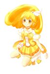  bad_id bad_pixiv_id blonde_hair boots bow choker cure_peace eyelashes hair_flaps highres kise_yayoi kneeling long_hair magical_girl orange_choker precure shorts shorts_under_skirt skirt smile smile_precure! solo sora-1123 tiara white_background wide_ponytail wrist_cuffs yellow yellow_bow yellow_eyes yellow_shorts yellow_skirt 