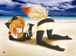  animal_ears animal_tail beach belt_bra beltbra bloodstones fox fox_ears fox_tail glasses mimi patty_(artist) red_eyes tail top-down_bottom-up top_down_bottom_up water 