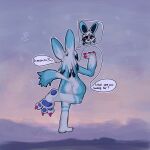 1:1 2025 3_toes 4_fingers anthro blue_body blue_fur blue_pawpads canid canine cel_shading claws digital_drawing_(artwork) digital_media_(artwork) feet female fingers foot_focus front_view fur gesture hand_gesture hi_res landscape mammal nude outline pawpads pink_claws pink_eyes plantigrade pose presenting questioning_tone raised_leg rear_view shaded sky smug_expression snow snowflake speech_bubble toes white_body white_fur zenodos