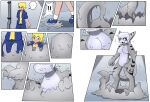 2022 absurd_res anthro biped black_markings blonde_hair bottomwear breasts cindy_(swack16) clenched_teeth clothed clothing colored comic countershade_face countershade_neck countershade_torso countershading dorsal_fin featureless_breasts featureless_crotch female fin fingers fish glistening glistening_body goo_transformation green_eyes grey_body growth hair hi_res human human_to_anthro looking_at_viewer mammal marine markings multicolored_body non-mammal_breasts nude open_mouth requiem_shark shark shark_tail simple_background smile solo species_transformation standing stripes tail tail_growth teeth tiger_shark topwear transformation transformation_sequence white_body white_countershading white_hair wolferion