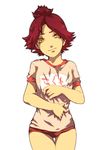  bad_id bad_pixiv_id buruma face genderswap genderswap_(mtf) gym_uniform inazuma_eleven inazuma_eleven_(series) nagumo_haruya red_hair shiro_(reptil) simple_background solo white_background yellow_eyes 