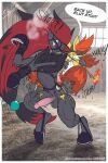 3_toes angry barn bdsm bondage_gear bondage_gloves boots claws clothing delphox dominant duo erection feet fire footwear generation_5_pokemon generation_6_pokemon genitals handwear harness hi_res hoof_boots hoof_gloves hooves humanoid_genitalia humanoid_penis inside kabalca male male/male masochism mount/rider_relations nintendo nude on_hind_legs penis petplay pokemon pokemon_(species) reins riding_crop rodeo rodeoplay roleplay saddle sadism shoes size_difference small_dom_big_sub snarling snorting soles spurs toe_claws toes whip wrangling zoroark