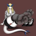 1:1 absurd_res anthro clothing dragon drawfox_(artist) feet female foot_fetish foot_focus generation_2_pokemon hi_res humanoid_feet legendary_pokemon legwear lugia mythological_creature mythological_scalie mythology nintendo nylons pantyhose paws plantigrade pokemon pokemon_(species) scalie solo stockings
