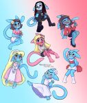 alternative_fashion anthro blonde_hair bottomwear cartoon_network cheerleader_outfit clothed clothing crossdressing dress felid feline femboy goth gumball_watterson hair hi_res male mammal nocturnereverie skirt solo the_amazing_world_of_gumball wedding_dress