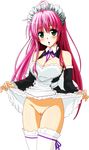  blush breasts gluteal_fold green_eyes highres lala_satalin_deviluke legs long_hair maid no_panties pink_hair pussy thighs to_love-ru toloveru uncensored upskirt 