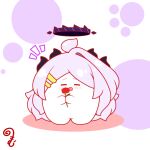  :d ahoge blue_archive blush chibi closed_eyes colored_shadow facing_viewer flower flower_request grey_hair hair_ornament hairclip halo hina_(blue_archive) holding holding_flower horns kurukurumagical long_hair notice_lines parted_bangs red_flower shadow single_hair_intake smile solo standing very_long_hair white_background 
