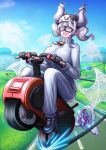  1boy 2girls afterimage akisame_rizu armor black_gloves blonde_hair blue_eyes blue_shell_(mario) breasts commentary_request crossover d-wheel demon_girl demon_horns demon_wings drill_hair duel_monster expressionless gloves goggles grey_eyes grey_hair grey_jacket grey_pants helmet highres horns jacket kirby kirby_(series) kirby_air_ride kirby_air_riders knight_(yu-gi-oh!) large_breasts lovely_labrynth_of_the_silver_castle low_wings mario mario_(series) mario_kart mario_kart_world miniskirt monowheel moo_moo_(mario) motor_vehicle motorcycle multiple_girls multiple_wings official_alternate_costume open_mouth outdoors pants pointy_ears revision riding skirt smile solo_focus teeth track_jacket track_suit transparent_wings twin_drills upper_teeth_only warp_star wings yu-gi-oh! yu-gi-oh!_5d&#039;s 