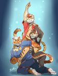 anthro clothing felid feline hat headgear headwear hi_res jewelry leopard leopard_cat likulau lin_hu male mammal meme necklace nekojishi pantherine prionailurus rabbity shirt shu-chi studio_klondike tiger topwear