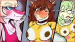 16:9 anthro aquilops artist_name big_breasts biped blonde_hair blue_eyes blush body_blush breast_blush breasts brown_hair cavemanon_studios ceratopsian choker clothed clothed_anthro clothed_female clothing colored cross-popping_vein dannoartista dinosaur emoji eyebrow_through_hair eyebrows eyes_closed female fingers front_view goodbye_volcano_high green_body green_hair green_scales group hadrosaurid hair huge_breasts humanoid_hands i_wani_hug_that_gator jewelry long_hair looking_at_viewer meme meme_clothing mia_moretti multicolored_body multicolored_scales multiple_images necklace non-mammal_breasts open_mouth orange_body orange_scales ornithischian ornithopod parasaurolophus pink_body pink_clothing pink_scales pink_shirt pink_tank_top pink_topwear prehistoric_species raised_eyebrows red_eyes reptile rosa_(gvh) scales scalie shirt side_view spanish_description stegosaurian stegosaurus stella_(gvh_beta) tan_body tan_scales tank_top text thyreophoran topwear translucent translucent_hair trio two_tone_body two_tone_scales widescreen yellow_clothing yellow_shirt yellow_topwear