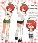  1girl 2000s_(style) ahoge blush full_body highres long_hair looking_at_viewer loose_socks miniskirt open_mouth original shirt shorts skirt smile socks standing t-shirt thea_(w_alladoo) 