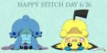4_toes anthro anus artist_logo blue_body blue_fur blue_nose disney duo english_text eyewear eyewear_on_head feet feral fur generation_2_pokemon goggles goggles_on_head headstand hi_res lilo_and_stitch logo male male_feral nintendo notched_ear open_mouth pichu pichu90 pokemon pokemon_(species) scarf simple_background sparks_pichu stitch_(lilo_and_stitch) text toes upside_down white_scarf x_anus yellow_body yellow_fur